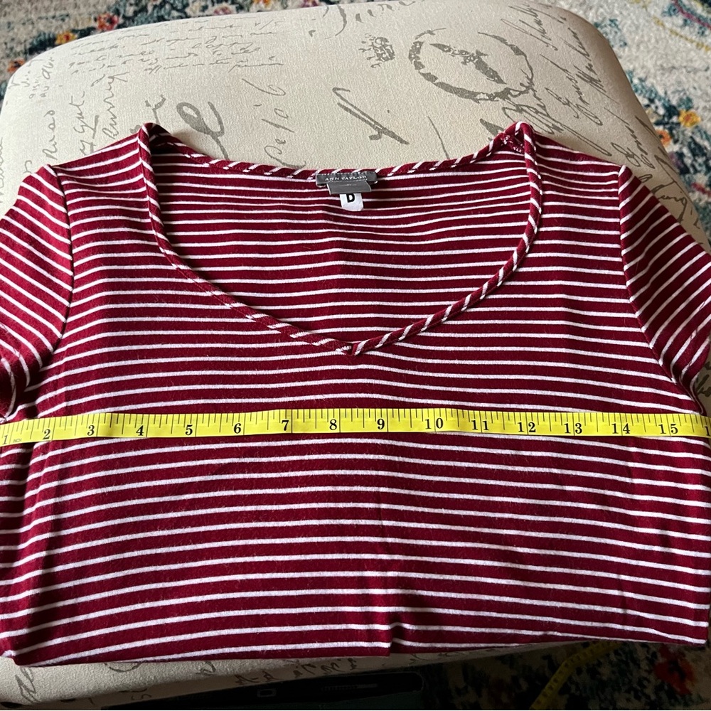 Ann Taylor Striped V Neck T Shirt, Size Small, Pre-loved Condition